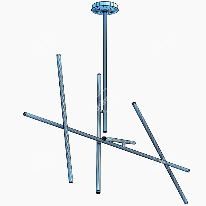 Minimalist LED Crossroads Chandelier 3D model image 5