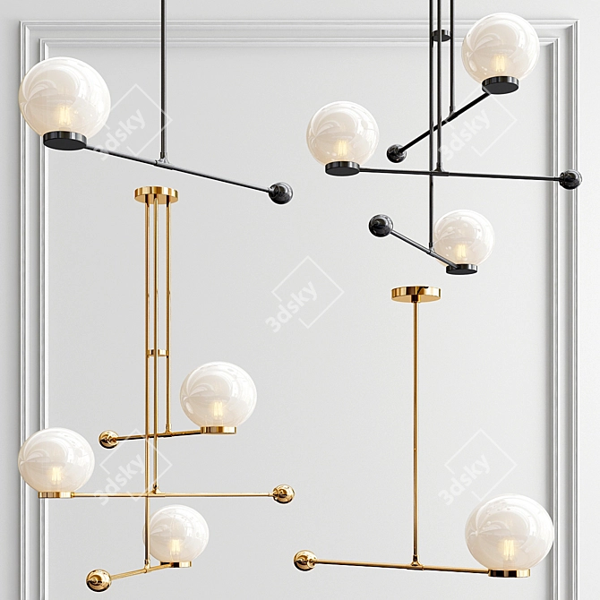 Elegant Chandelier Collection: Fall Pendant & LED Globe 3D model image 1
