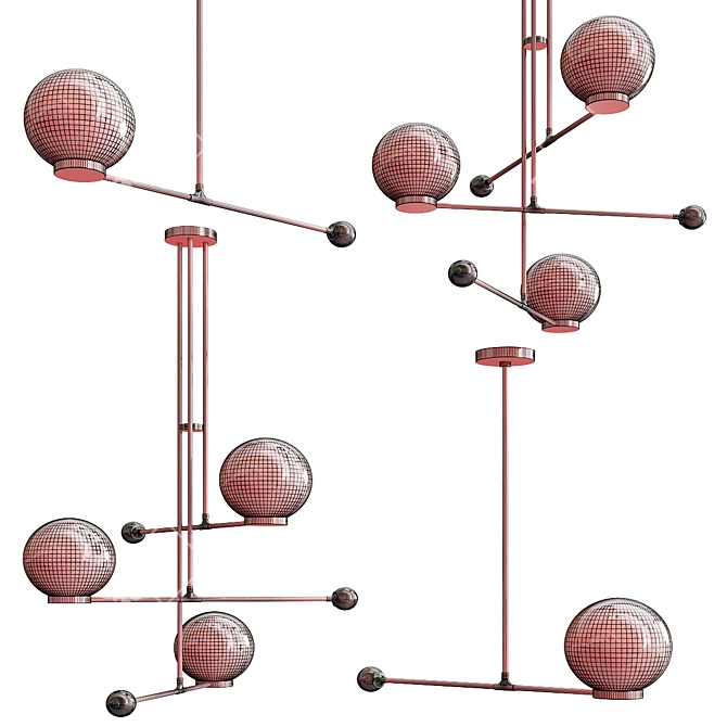 Elegant Chandelier Collection: Fall Pendant & LED Globe 3D model image 3