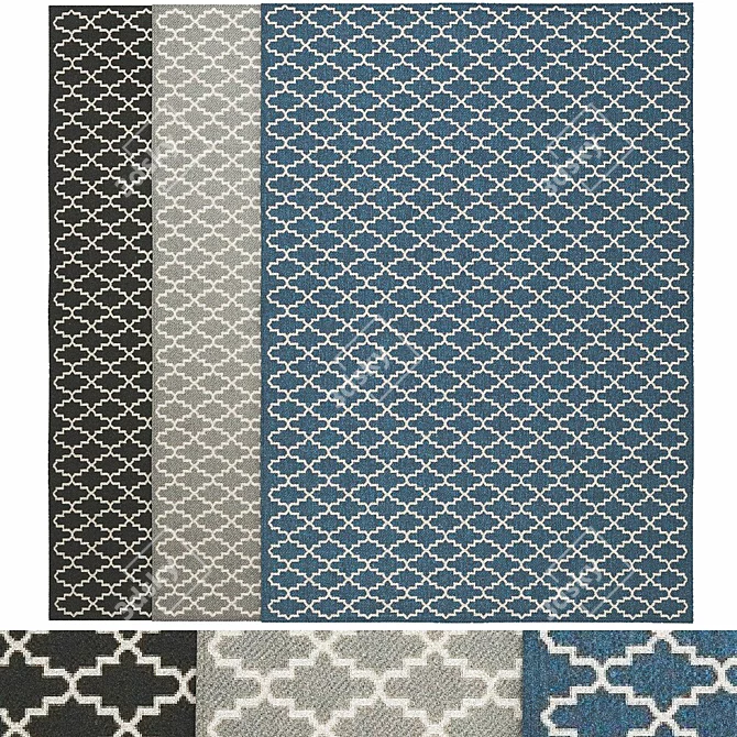 Dassel Anthracite/Beige Rug 3D model image 1