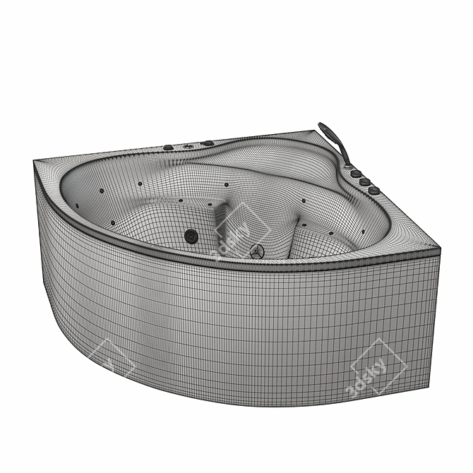 Luxury Acrylic Spa Bathtub 3D model image 2