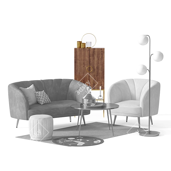 Elegant Art Deco Sideboard: SHODAN 3D model image 5