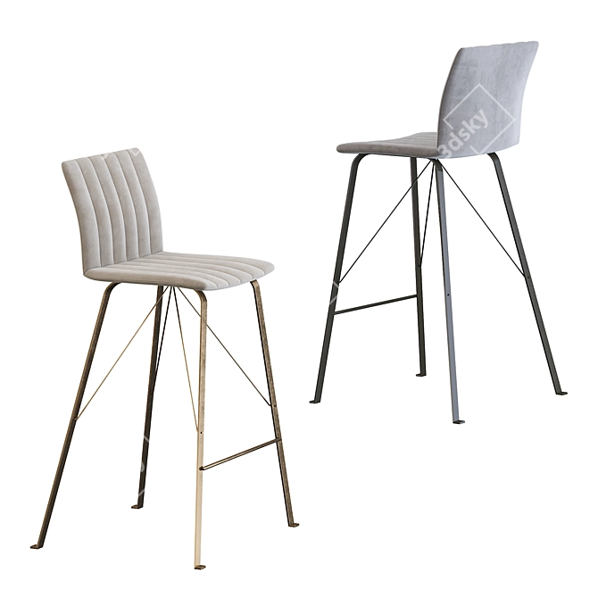 Elegant Ginevra Barstool: Classic Design, Perfect Height 3D model image 2