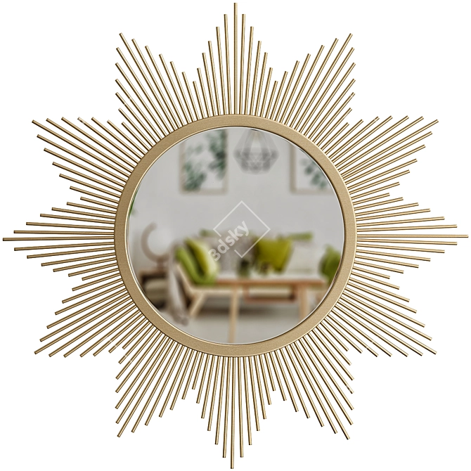 Radiant Gold Sunburst Mirror 3D model image 1