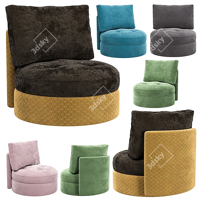Round Wingback Armchair: Modern Design, Corona Render Compatible 3D model image 1