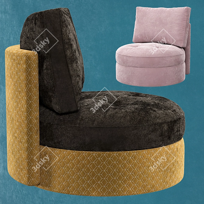 Round Wingback Armchair: Modern Design, Corona Render Compatible 3D model image 3