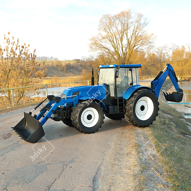 Rigged Tractor: Low/Mid/High Poly 3D model image 5