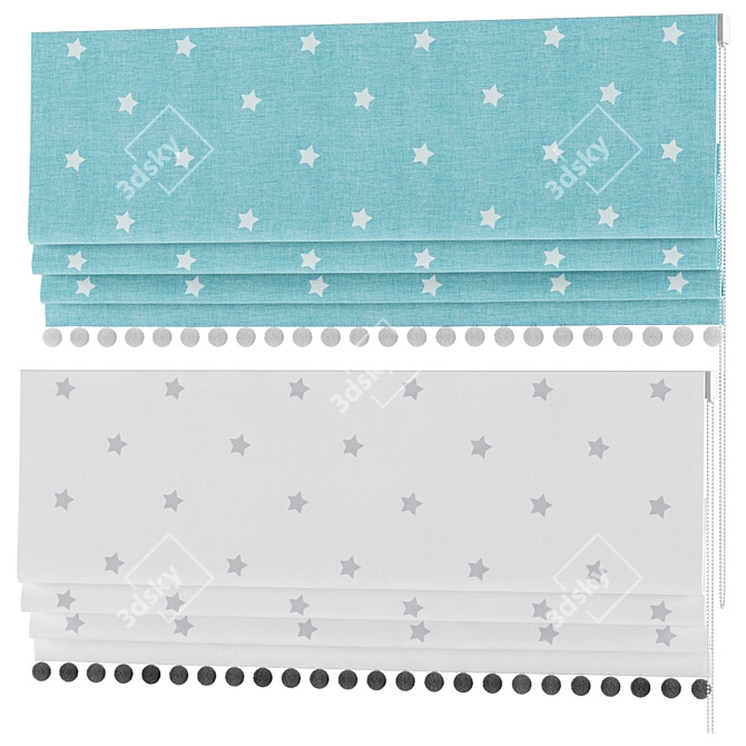 Nursery Roman Curtains in 4 Colors 3D model image 2