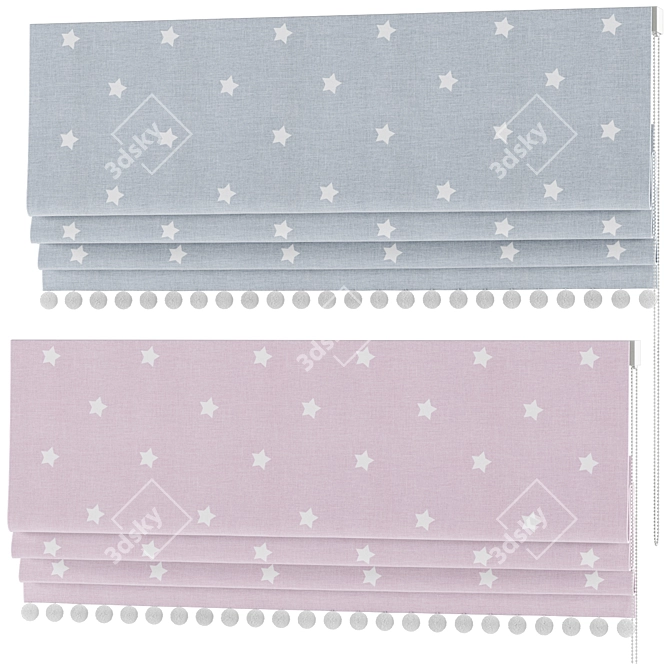 Nursery Roman Curtains in 4 Colors 3D model image 3
