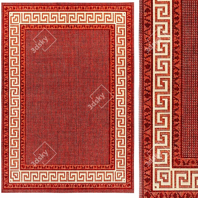 Modern Red Shaggy Rug 3D model image 1