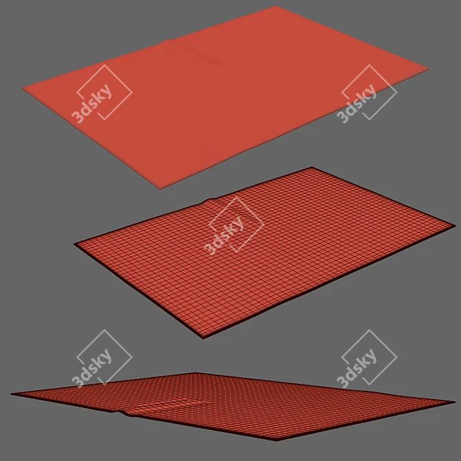 Modern Red Shaggy Rug 3D model image 3