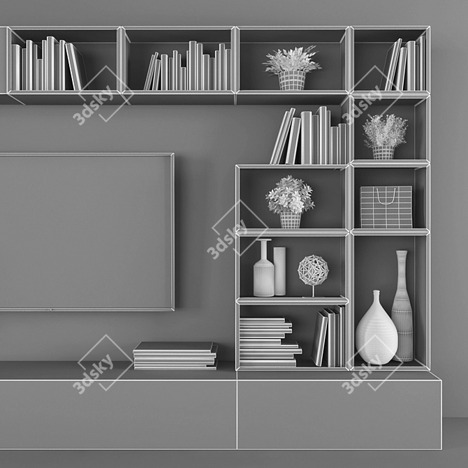 Sleek TV Stand Set 3D model image 3
