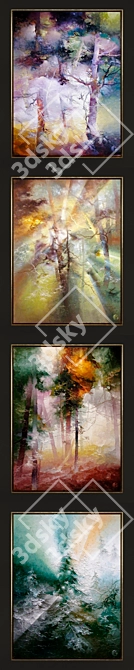 Abstract Artworks Collection: 4 Pieces in Various Formats 3D model image 2