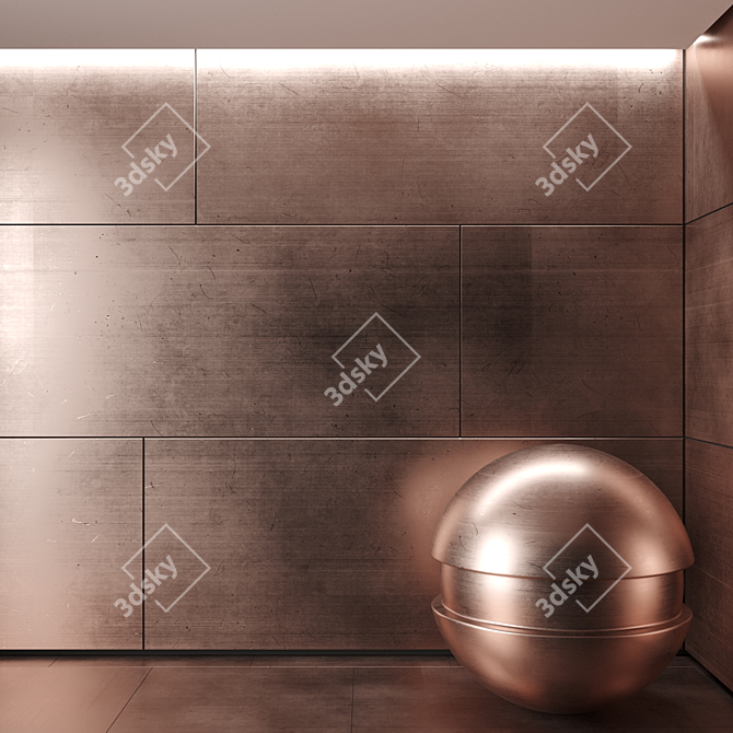 Seamless Brushed Copper Metal 3D model image 1