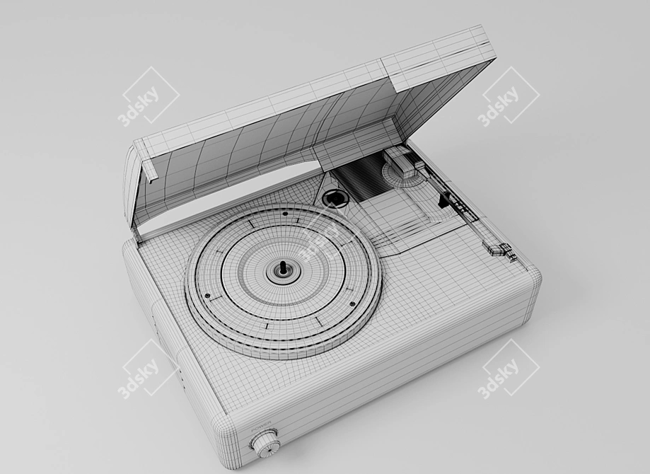 Vintage Vinyl Record Player 3D model image 3