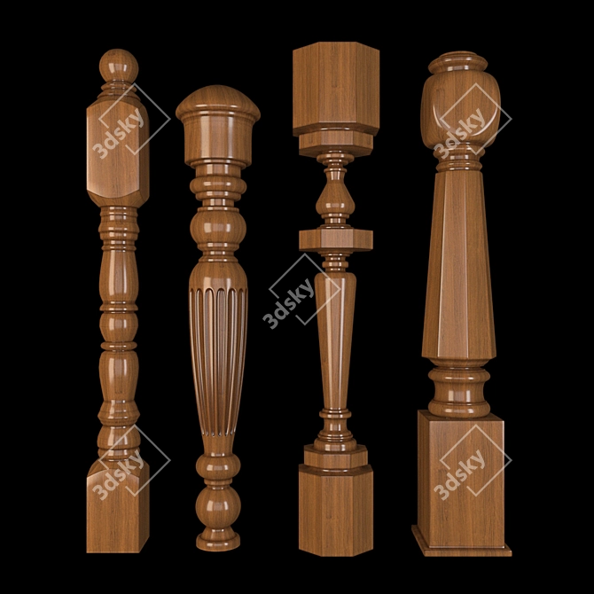 Elegant Wood and Gold Balyasina 3D model image 1
