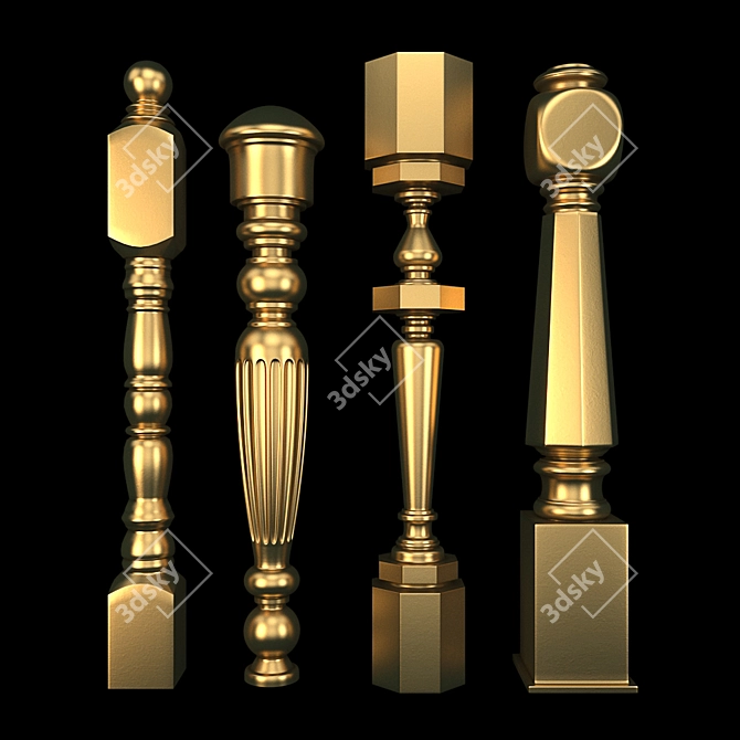 Elegant Wood and Gold Balyasina 3D model image 2