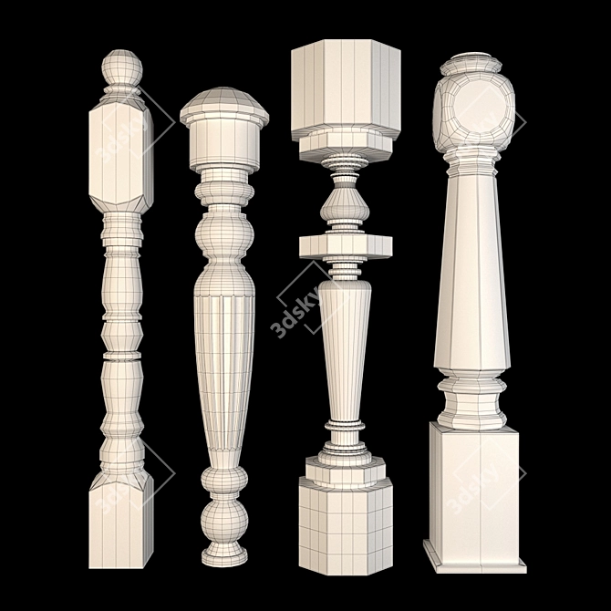 Elegant Wood and Gold Balyasina 3D model image 3