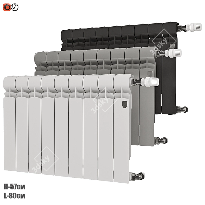 Indigo Super Bimetallic Radiator 3D model image 1