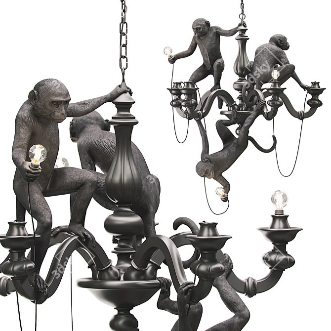 Whimsical Monkey Chandelier 3D model image 2