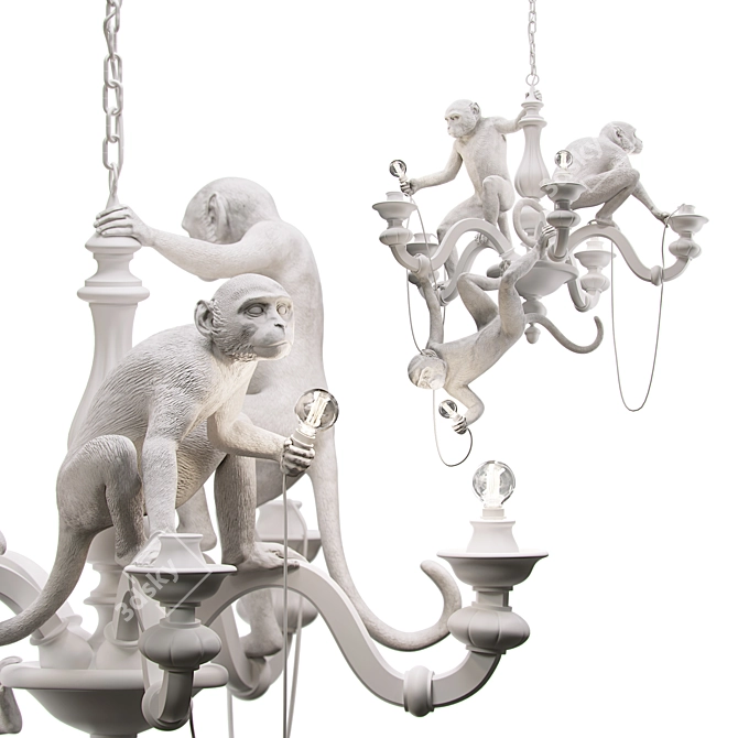 Whimsical Monkey Chandelier 3D model image 3