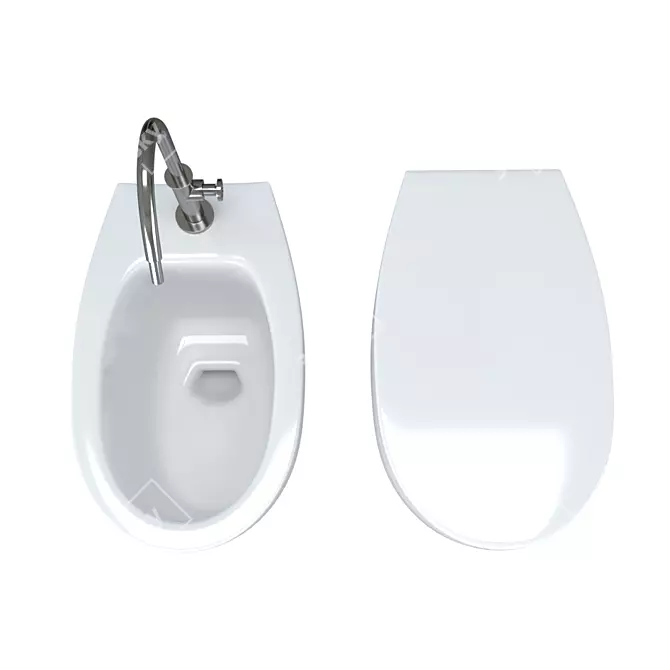 Sleek White Toilet 3D model image 4