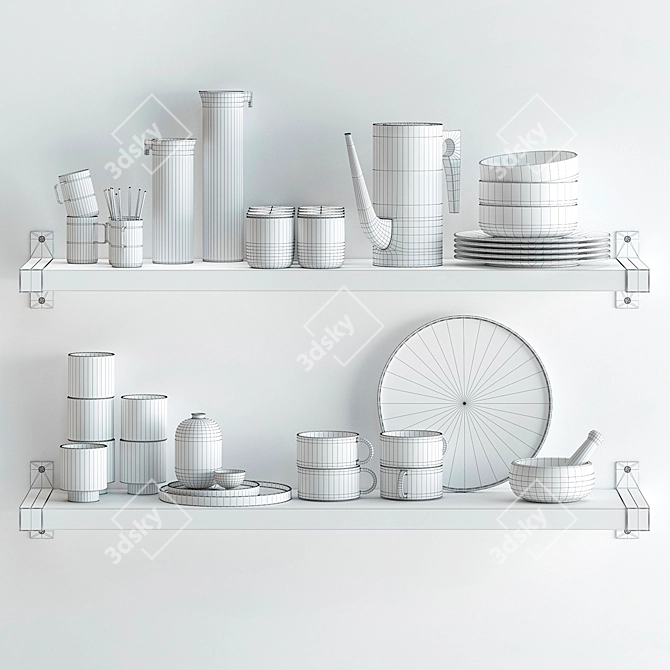 Elegant Kitchen Decor Set 3D model image 2