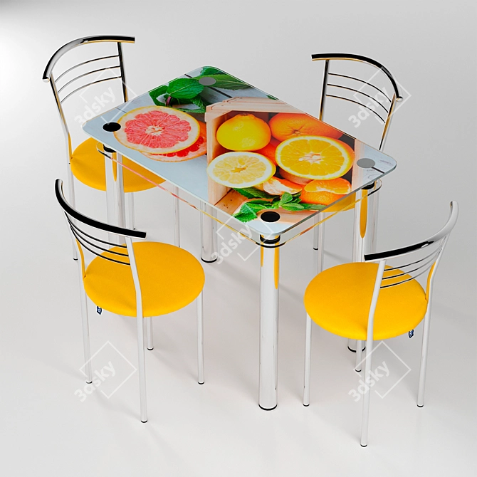 Sleek Chrome Marco & KT-1: Your Modern Dining Set 3D model image 1