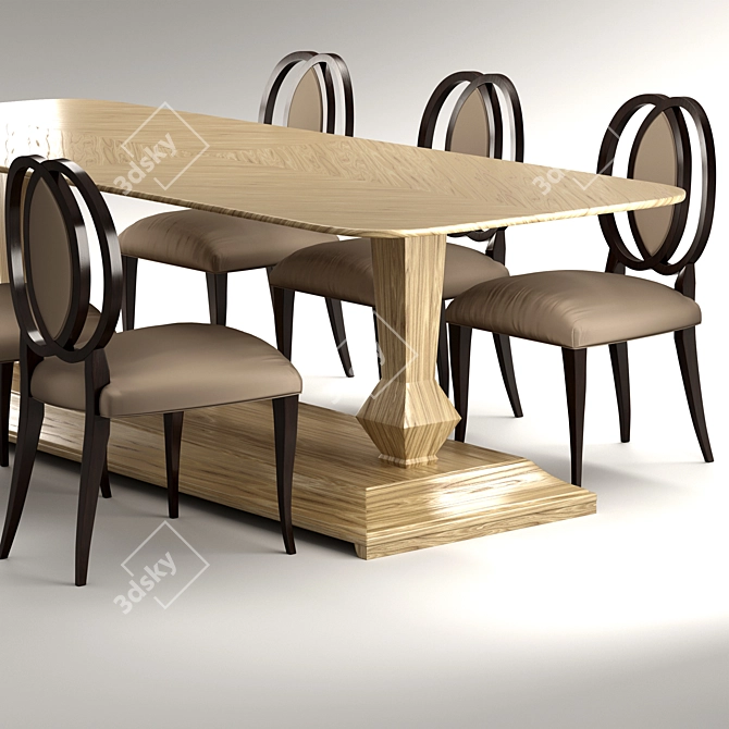 Luxury Decagonal Dining Table & Sidonie Chair 3D model image 4