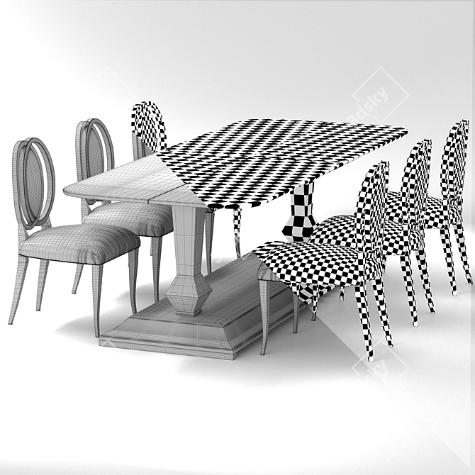 Luxury Decagonal Dining Table & Sidonie Chair 3D model image 5