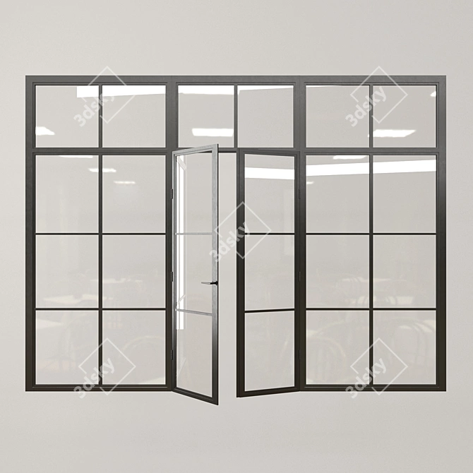 Industrial Glass Doors 3D model image 1