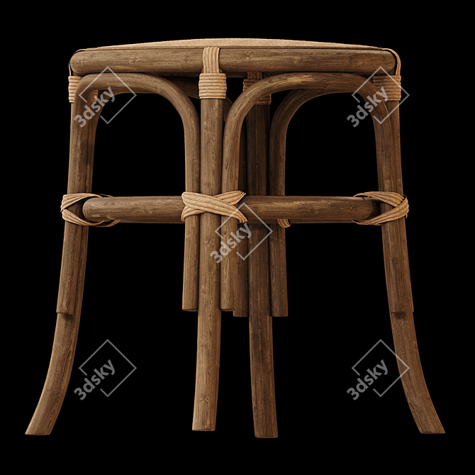 Elegant Rattan Stool 3D model image 3