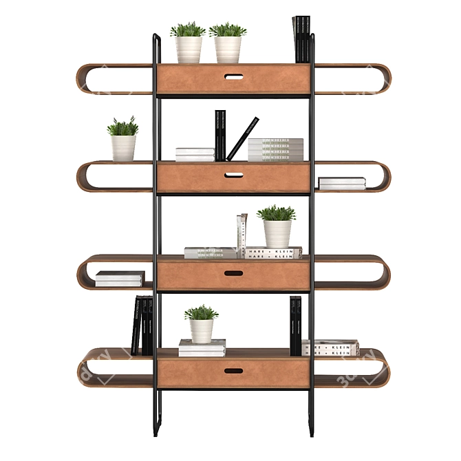 Apelle Leather Bookshelf Set 3D model image 4