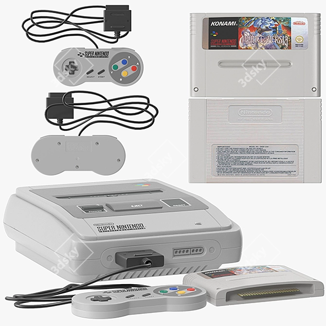 Vintage Super Nintendo Console 3D model image 2