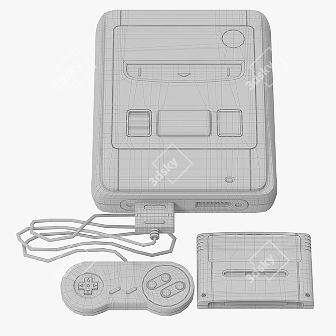 Vintage Super Nintendo Console 3D model image 5