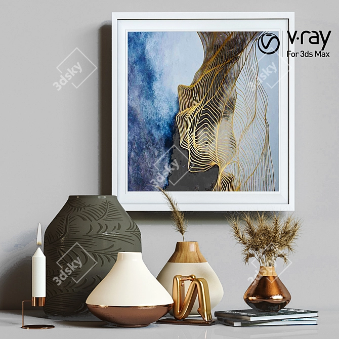 Elegant Decor Set 07 3D model image 1