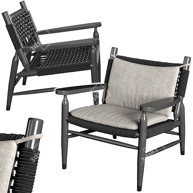 Tessa Outdoor Armchair: Elegant Wood & Cord Design 3D model image 1