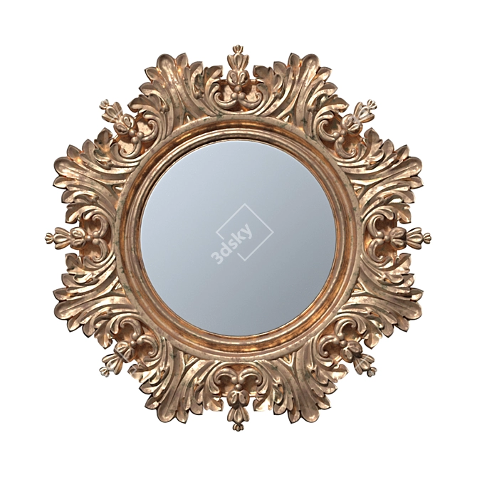 Title: Bronze Framed Round Mirror 3D model image 1