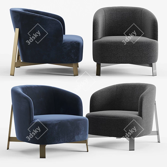 Sophisticated Copine Steel Armchair 3D model image 1