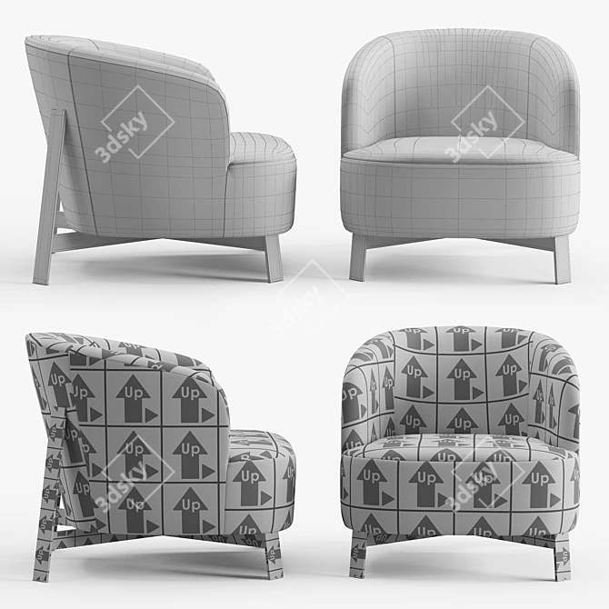 Sophisticated Copine Steel Armchair 3D model image 5