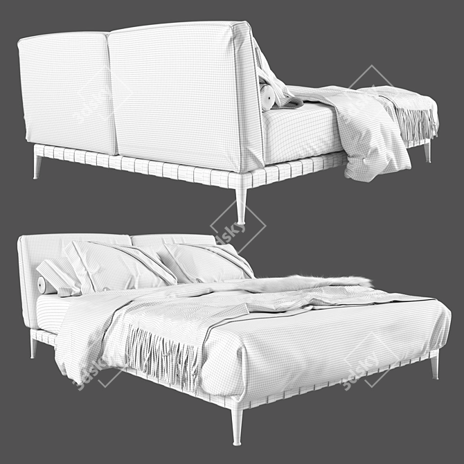 Flexform Bed Gregory: Elegant Design, Superior Comfort 3D model image 4