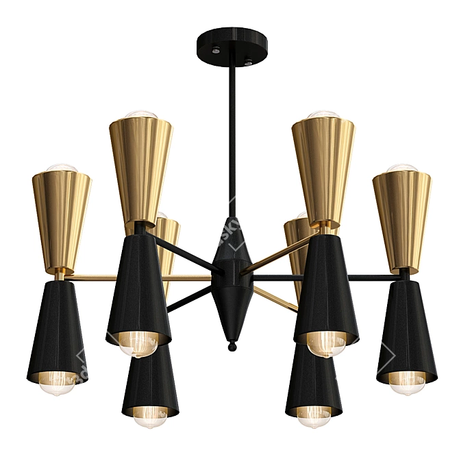 Black and Gold Cone Chandelier 3D model image 1