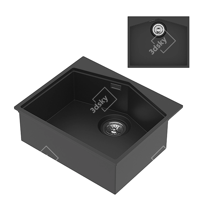 Ocean Graphite Symmetrical Kitchen Sink 3D model image 1