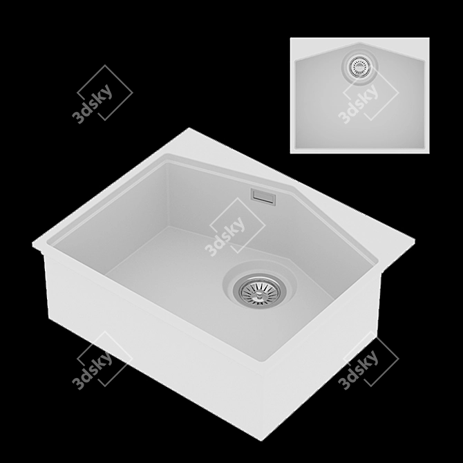 Ocean White Kitchen Sink 3D model image 1