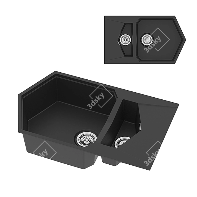 Versatile 2-in-1 Pond Graphite Sink 3D model image 1