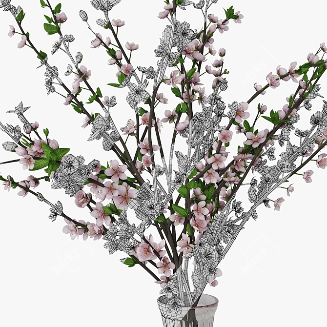 Blossoming Plum Branch Vase 3D model image 5