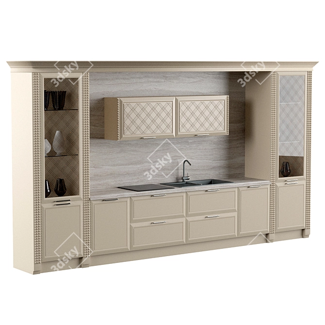 Elegant Langeais Kitchen Set 3D model image 1