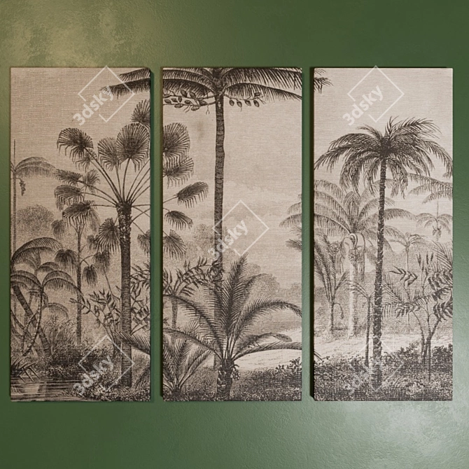 Wekoso Black / White Canvas - 3 Panels 3D model image 2