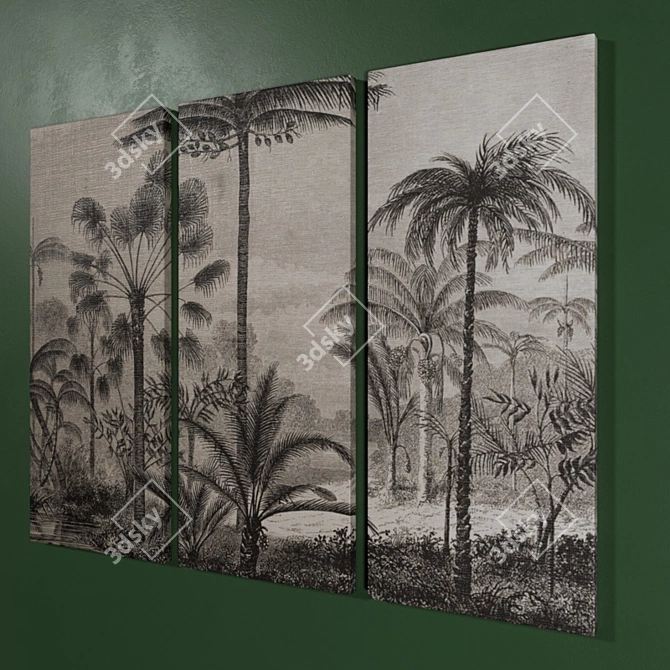 Wekoso Black / White Canvas - 3 Panels 3D model image 3