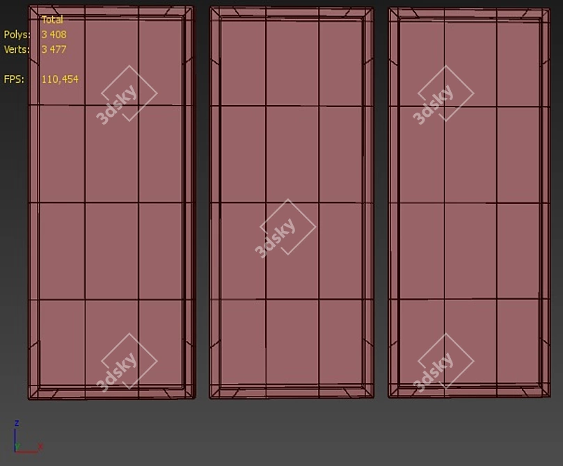 Wekoso Black / White Canvas - 3 Panels 3D model image 4